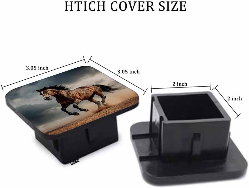 Beabes Hitch Receiver Cover Horse, Wild Stallion Horse in Sand Dust 2" Compatible with Trailer Hitch Tube Cover Plug Cap, Rubber Trailer Hitch Cover Towing Hitch Cover - Image 2